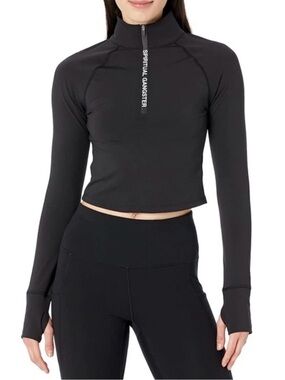 Spiritual Gangster Mia Warm Core Half-Zip Long-Sleeve Pullover